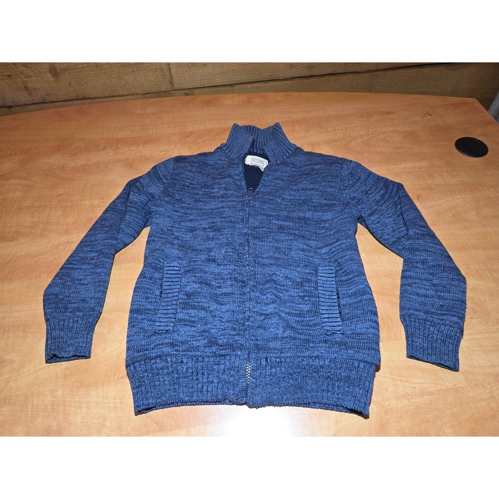 Boston Traders Boys Blue Sherpa Lined Full Zip Knit Sweater Jacket Size S 7/8